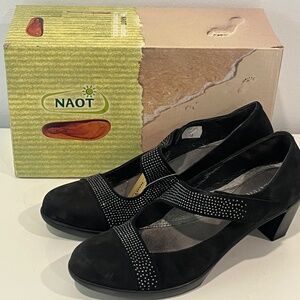 NOAT Abbracci Maryjane Heels Black Nubuck Leather Pumps EUR 40 US 9 In Box